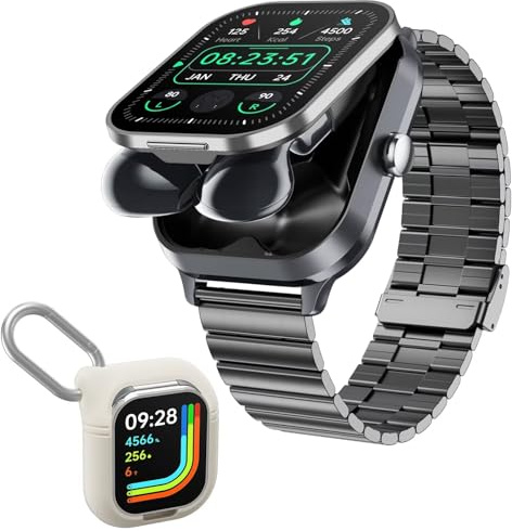 findtime smartwatch con cuffie Bluetooth Earbuds orologio con cuffie all'interno senza fili, invisibile, mini in auricolari, contapassi, orologio sportivo da uomo