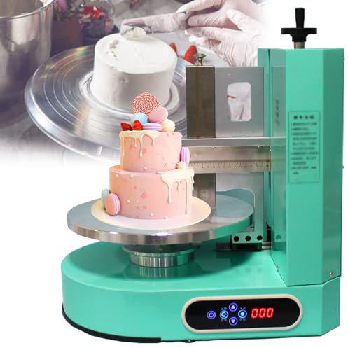 Máquina raspadora de alisado de recubrimiento de torta de decoración automática, plato giratorio eléctrico de 35cm, para pasteles de cumpleaños de 4-12 pulgadas,Vegetal