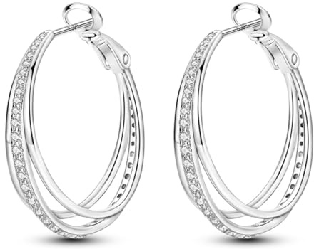 CYMYSS Zirkonia 925 Sterling Silber Ohrringe Damen Creolen Silber Creolen Damen Earrings For Women Geschenke für Frauen, Mütter und ihre Lieben