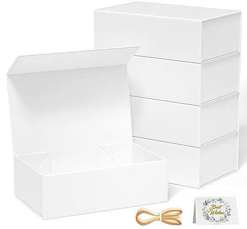 5 Pack Geschenkboxen, 30 x 15 x 10 cm Geschenkboxen für Geschenke mit Deckel, Magnetverschluss, rechteckig, faltbar, für Trauzeugen, Antragsbox, Hochzeit, Weihnachten, Halloween, Geburtstagsgeschenk