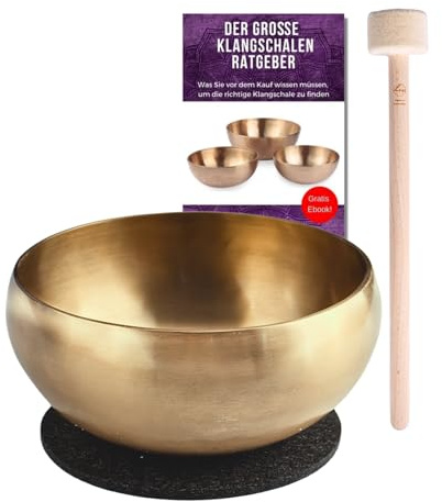 Peter Hess Therapieklangschale Kleine Herzschale (16 cm, 600 g) mit Filzschlägel und Filzuntersetzer | Klangschale für Herzbereich (Premium mit Anlaufschutz)