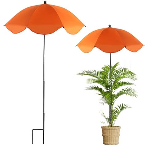 Sharplace Pflanzenschirm, Sonnenschutz, verstellbarer Sonnenschutz für Pflanzen, UV-beständiger Sonnenschirm für Outdoor-Pflanzen, 65 cm großer Gartenschirm für Innenhöfe, Terrassen, Veranden, Orange