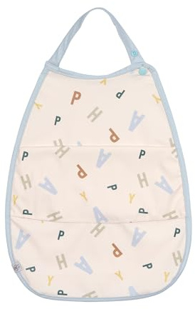 LÄSSIG Baby Kleinkind Lätzchen mit Auffangschutz und Druckknopf/Medium Drop Bib Happy Fruits light blue