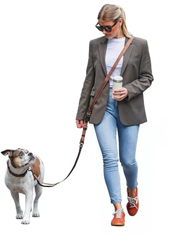 FREUDENTIER Umhängeleine Hund - Hundeleine 3m zum Umhängen, stufenlos verstellbar - Führleine Hund - Leine für kleine, mittelgroße & große Hunde (Braun, 3m)