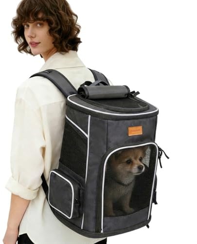 Morpilot Katzenrucksack Hunderucksack für Katzen Hunde Dunkelgrau 33x28x42cm