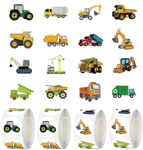 Sticker Rolle, Motivationssticker Aufkleber 2000 Stück, 16 Motive | 4 Rollen Auto Sticker, Feuerwehr Traktor Aufkleber für Planer, Scrapbooking, Partydeko und Geschenkverpackungen