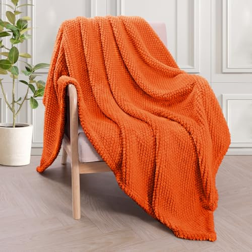 Whale Flotilla Kuscheldecke Decke Flauschig Sofadecke 130x170 cm | Orange, Fleecedecke, Weiche und Warme Wohndecke Tagedecke für Jahreszeiten, Leicht und Kuschelig