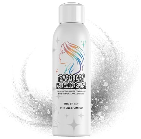 Amzsudy Temporäres Haarfarbspray für Männer & Frauen – Sofortige Farbe, nicht klebend & sanft, waschbar. Ideal für Halloween, Cosplay, Partys & Kostüme (Grau, 150ml)