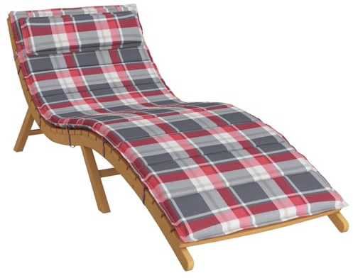 vidaXL Cuscino per Lounger Sole Rosso e grigio 178 x 60 x 4 cm, Cuscino per sdraio rettangolare, giardino e terrazzo, relax all'aperto, stile per zona comfort