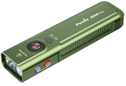 Fenix E06R Pro Green Rechargeable EDC Torch | Hiking, Camping, Emergency, 1600L, 160m, 111 hrs Max, Dual Beams, 365nm UV+Red Pointer, Multi-Colour Ring Light, USB-C, IP66