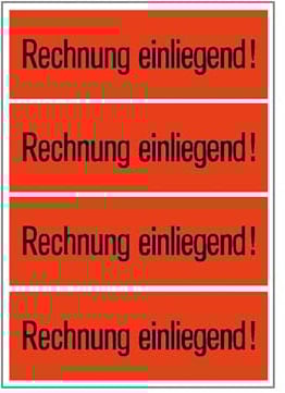HERMA 6752 Rechnung einliegend ! Aufkleber, 1000 Stück, 39 x 118 mm, selbstklebend, klein, Warnhinweis Etiketten Versandaufkleber Paketaufkleber für Kennzeichnung von Sendungen, neon leuchtrot