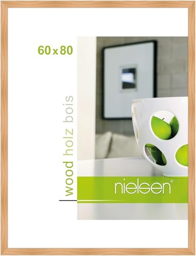 nielsen Bilderrahmen, 60 x 80 cm, Holz, Birke, Posterrahmen zum Aufhängen im Hoch- & Querformat, Echtglas, Essential