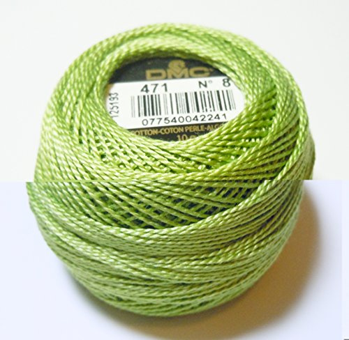 DMC Size 8 Cotton Perle Thread - 471 Green - per Pack of 10
