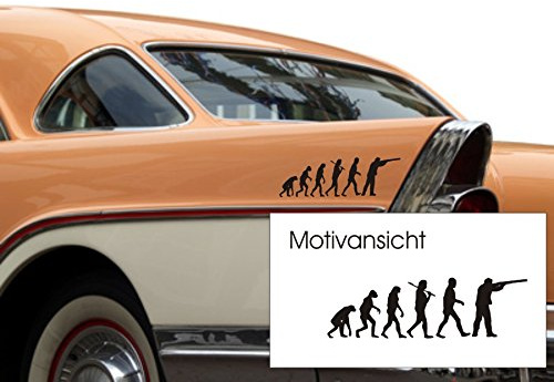 blattwerk-design KFZ-Aufkleber, Evolution Schütze, Sportschießen, Gewehr, 300 mm x 90 mm (M090 Silber)