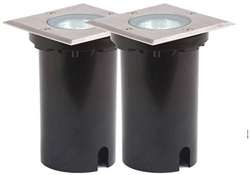 Konstsmide 2er-Set Bodeneinbaustrahler eckig, 11cm, IP65, Edelstahl, bis 1500 kg 7608-000