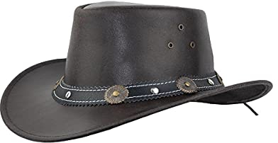 Black Jungle Reedley Lederhut - Klassischer Westernhut, Cowboyhut, Braun, M