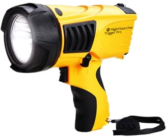 NightSearcher Trigger Pro 1000 Lumen Rechargeable Powerful LED Searchlight, 700 Metre Beam, Pistol Grip, Strobe Mode