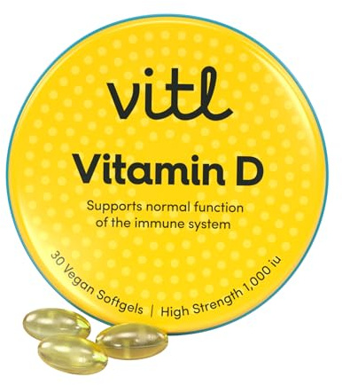 Vitl Vitamin D3 Supplement, Easy Swallow Softgel Capsules (1 Month Supply)