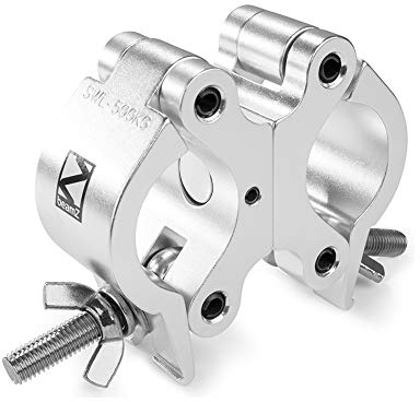 Beamz BC50-500D Aluminium Truss Clamp Swivel Coupler, 500kg Capacity, Durable Double Truss Clip with Butterfly Nut Fixing, Clamps for 48-51mm Tubes, Lighting and Stage Equipment