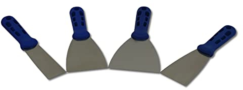 4er Set DEWEPRO® Gipsspachtel - Gipserspachtel - Malerspachtel - Blatt aus Edelstahl - Breiten: 40, 60, 80 und 100mm - mit handlichem Kunststoffgriff