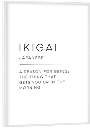 artboxONE Poster mit weißem Rahmen 18x13 cm Typografie Ikigai Definition - Bild ikigai ikigai Inspiration