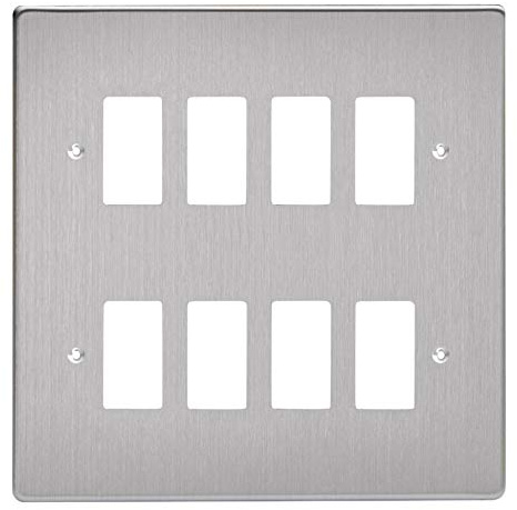 Varilight XDSPG8 PowerGrid Brushed Steel 8-Gang Grid Plate (Double Twin Plate)