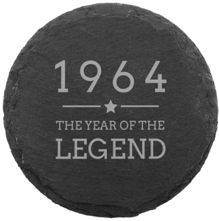 Engraved Natural Slate Coaster - 1965 The Year Of The Legend Coaster Gift | Women and Mens Gift Ideas | 60th Birthday Gifts for Boys and Girls | Thoughtful Keepsake Presents | Dust and Things