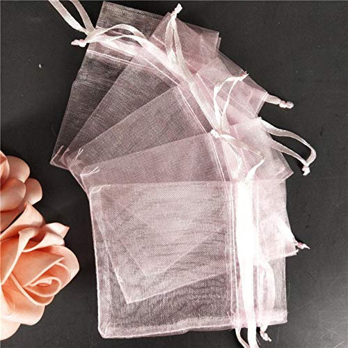 LIMMC 50 stücke Organza Taschen Geschenk Taschen Schmuck Verpackung Taschen Hochzeit Dekoration Party Drawable Verpackung Beutel 7x9 9x12 10x15 13x18cm 5, rosa, 11x16cm