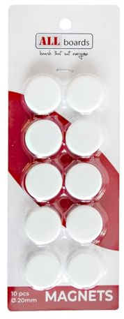 ALLboards Magnete 10 Stück, Rund Weiß 20mm, Für Whiteboards Magnettafeln