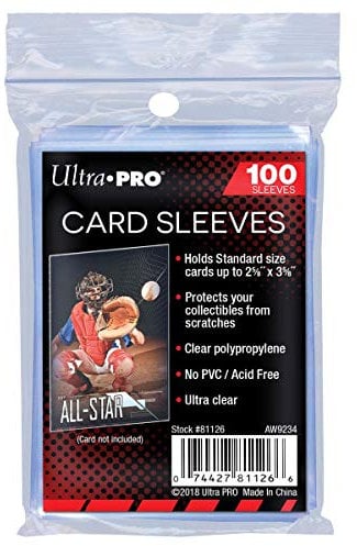 Ultra Pro Soft Card Sleeves 100 pack 2 5/8 x 3 5/8 inches Standard Size Trading Card Games Clear (100 (1 pack))