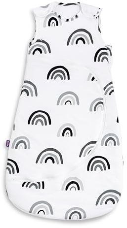 Snuz Pouch Baby Sleeping Bag - Super Soft Cotton, Makes Night Change Easier, Ideal Baby First Equipment Newborn - Mono Rainbow 0-6 Months, 2.5 Tog All Year Round