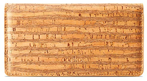 Corkor Korkbörse Damen Vegan Slim für Karten Minimalistisch für scheine und Münzen mit Schnappverschluss, Zebra (Braun) - CK274Z