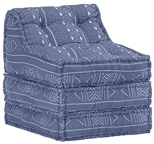 vidaXL Pouf Modular Sitzpouf Sitzpuff Schlafsofa Bodenkissen Sitzkissen Sitzhocker Lounge Sessel Ottomane Hocker Indigo Stoff 60x70x76cm