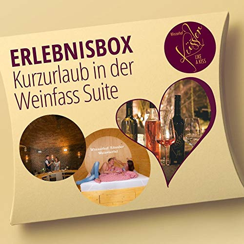 KÜSSLER LIKE A KISS Erlebnisbox -KURZURLAUB IN DER WEINFASS Suite - 2 Nächte in der Weinfass Suite für 2 + 2X Frühstück + Candle Light Dinner