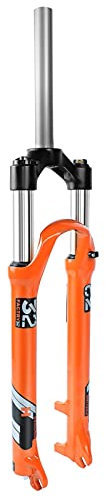 LvTu Bicyclette Fourche Avant VTT 26 27,5 29 Pouces Voyage 105mm Printemps Choc Mécanique, Vélo de Montagne Verrou Hydraulique Fourche à Suspension Tube Droit Orange (Size : 26 inch)