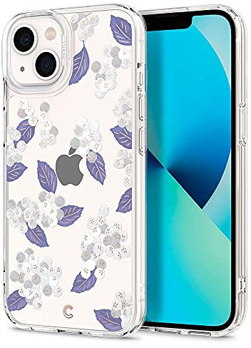 CYRILL by Spigen Cecile Designed for iPhone 13, Floral Pattern Clear Hard PC Back with Shockproof TPU Bumper Protective Case for iPhone 13 6.1 Cover (2021) - Cotton Blossom