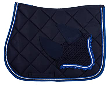 WAGNER VS/Spring Schabracke mit Fliegenhaube und Strass-Steinen BLAU-Royalblau