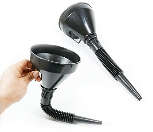 Car Automotive Oil and Household Uses Car Plastic Funnel Petrol Diesel With Wide Spout W/Extendable Flexible Spout (Black)