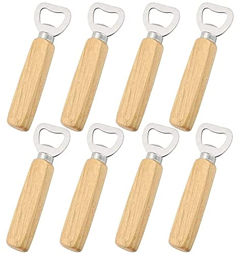 8 Pièces Décapsuleurs avec Poignée en Bois, Poignée en Bois Ouvre-Bouteille de Bière, Bière Ouvre-Bouteilles Set, Ouvre-Bouteille de Soda, Poignée en Bois Massif, pour Les Restaurants