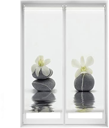 Blindecor Duo Relax | Packung mit 2 Verdunkelungsrollos, lichtdurchlässig, ohne Bohren, Easy Fix Digitaldruck, Modell Orchidee, 50 x 150 cm (Breite x Höhe), Stoffgröße 47 x 145 cm