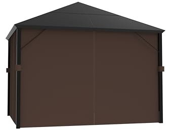 Ersatz-Pavillon-Vorhänge, 4 Paneele mit Reißverschluss für Garten, Terrasse, Hof, 3 x 30 cm, Braun