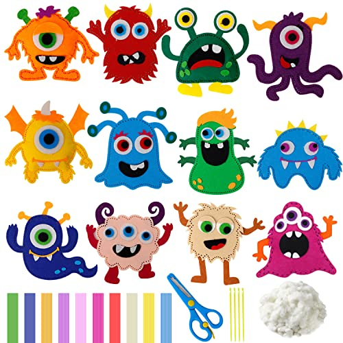 CHSEROK Filz Monster, Bastelset Filz Kinder, Nähset Monster, Diy Art Craft Kits, Weich und Süß, für Kinder ab 4 Jahren, Anfänger