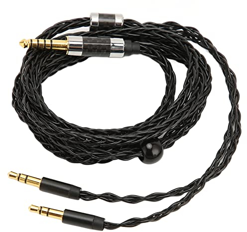 ASHATA Cavo per Cuffie, 8 Core Bilanciato da 4,4 Mm a Doppio Cavo Ausiliario da 3,5 Mm Placcato Argento per MDR Z7 Z1R, per Teloon D7100 D7200 D600 D9200, per Beyerdynamic T1 T5, 1,2