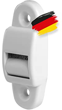 BAUHELD Rolladen Gurtführung Aufputz [5 Stück] - Mini Gurtdurchführung aus Kunststoff [inkl. Bürstendichtung] - Für Rolladengurt 14mm geeignet [Rolle] - Zweiteilig mit Lochabstand 40mm - Weiß