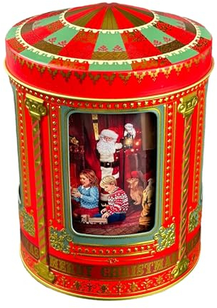 MediMuc Santa Spieluhrdose - Dose, Gebäckdose, Aufbewahrungsdose, Keksdose, Blechdose - lebensmittelecht - Vol. 0,75l