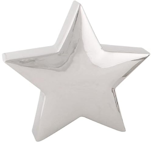 ETC dekorativer stimmungsvoller Deko-Stern Keramikstern dreidimensional Silber glänzend in verschiedenen Größen (Keramik mittel, Silber)