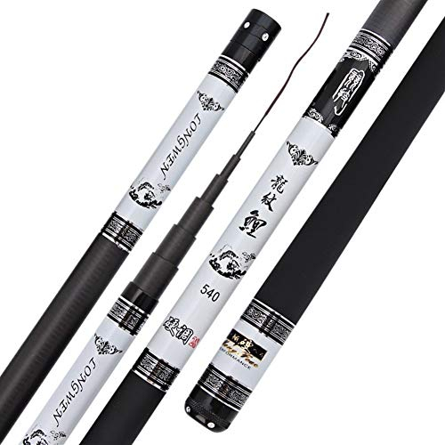 Karpfenrute Ultra Light Hart Weiß Teleskop Angelrute Carbon-Faser-Hand Pole for Karpfen-Angelrute (Length : 5.4 m)