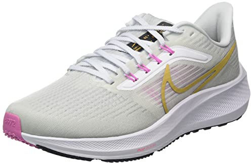 NIKE Women's Nike Air Zoom Pegasus 39 Sneaker, White Wheat Gold Pure Platinum, 4 UK