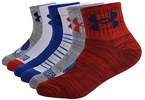 Under Armour Baby Boys' Multi Pack Quarter Sock, Red, 2-4 Years