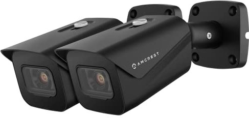 Amcrest 2-Pack UltraHD 4K (8MP) Bullet POE IP Camera, 3840x2160, 98ft NightVision, 2.8mm Lens, IP67 Weatherproof, 105° FOV, Supports up to 256GB MicroSD Recording, Black (2PACK-IP8M-2496EB-V2)
